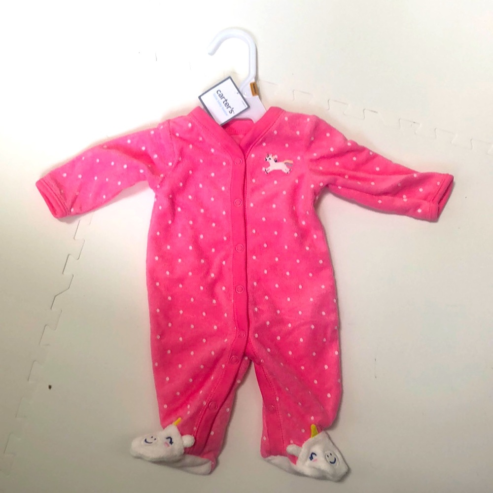 NB NWT Carter’s baby unicorn sleep suit onesie
